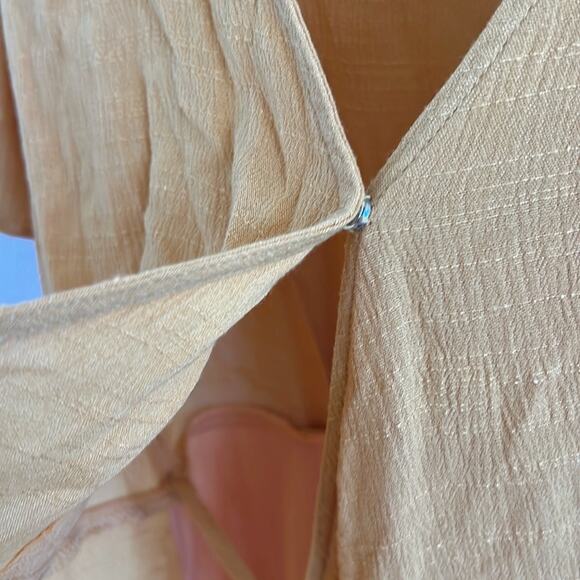 Lulu's Harbor Point Mustard Yellow Flutter Sleeve Wrap Dress Small - Picture 8 of 8